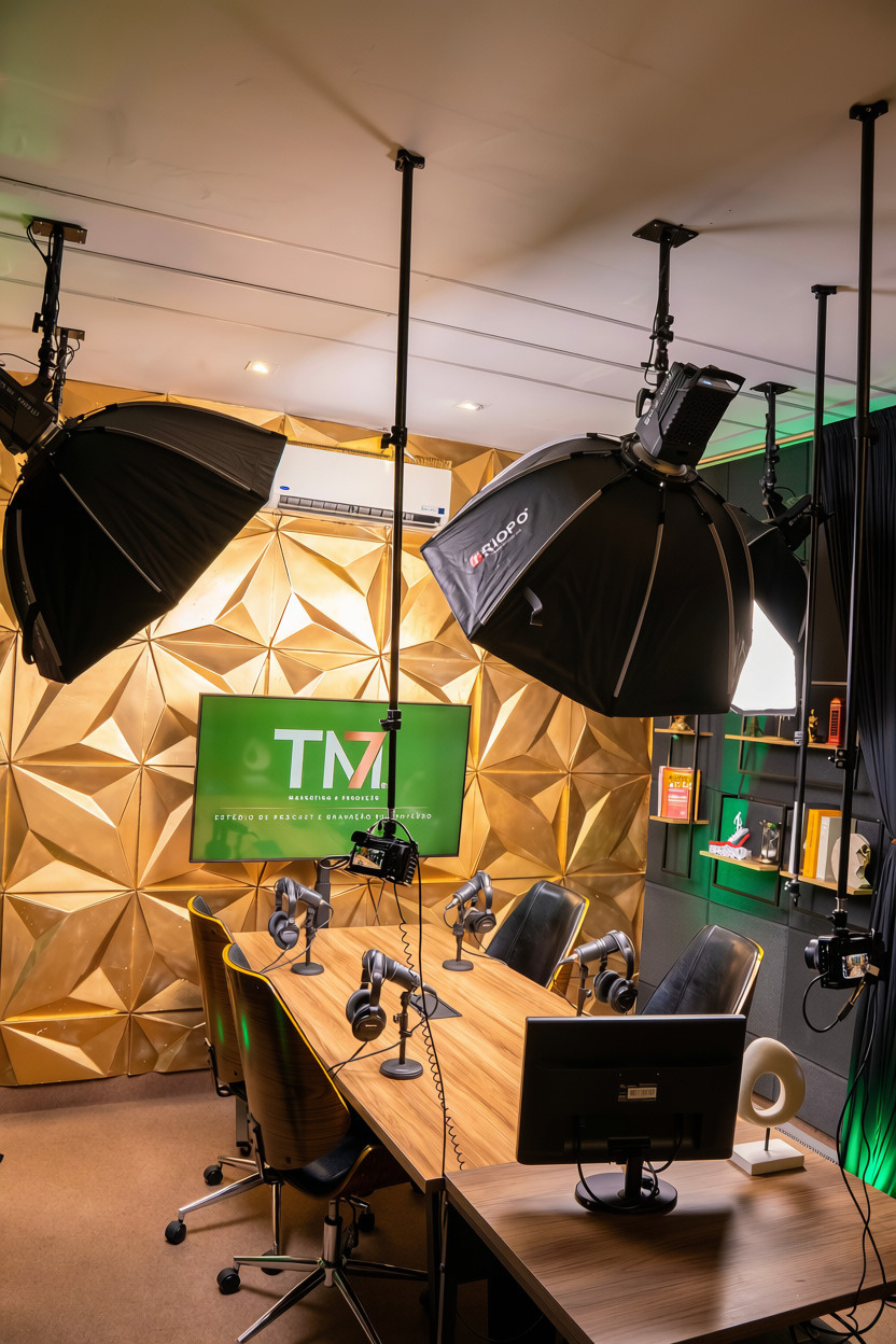 Estrutura do estúdio de podcast TM7